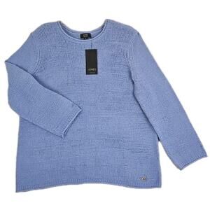 Jones New York Signature ~Size L~ Oxford Blue Knit Top Sweater Long Sleeve NWT.